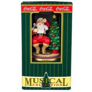 1996 Coca-Cola Musical Collection Santa Music Box Plays Oh Christmas Tree VTG